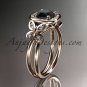 14kt rose gold butterfly engagement ring with black diamond center stone ADLR330