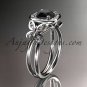 14kt white gold butterfly engagement ring, black diamond center stone ADLR330