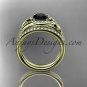 14kt yellow gold diamond engagement set with black diamond center stone, ADLR334