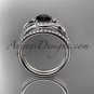 14kt white gold diamond engagement set with black diamond center stone ADLR334