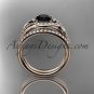 14kt rose gold diamond engagement set with black diamond center stone ADLR334