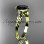 14k yellow gold diamond wedding ring,engagement ring with Black Diamond center stone ADLR23