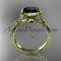 14k yellow gold diamond wedding ring,engagement ring with Black Diamond center stone ADLR23