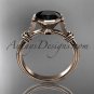 14k rose gold diamond wedding ring,engagement ring with Black Diamond center stone ADLR23