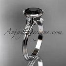 14k white gold diamond wedding ring,engagement ring with Black Diamond center stone ADLR23