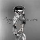 Platinum diamond wedding ring,engagement ring with Black Diamond center stone ADLR24