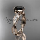14k rose gold diamond wedding ring,engagement ring with Black Diamond center stone ADLR24