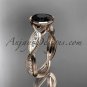 14k rose gold diamond wedding ring,engagement ring with Black Diamond center stone ADLR24
