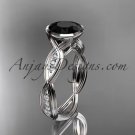 14k white gold diamond wedding ring,engagement ring with Black Diamond center stone ADLR24