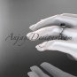 14k white gold diamond wedding ring,engagement ring with Black Diamond center stone ADLR24