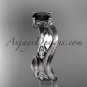 Platinum diamond wedding ring set, engagement ring set with Black Diamond center stone ADLR31S