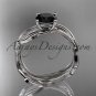 Platinum diamond wedding ring set, engagement ring set with Black Diamond center stone ADLR31S