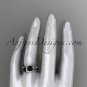 Platinum diamond wedding ring set, engagement ring set with Black Diamond center stone ADLR31S