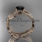 14k rose gold diamond wedding ring set, engagement ring set with Black Diamond center stone ADLR31S