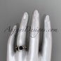 14k rose gold diamond wedding ring set, engagement ring set with Black Diamond center stone ADLR31S