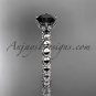 Platinum  vine and leaf engagement ring with Black Diamond center stone ADLR34