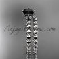 14k white gold diamond wedding ring, engagement set with a Black Diamond center stone ADLR34S