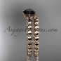14k rose gold diamond wedding ring, engagement set with a Black Diamond center stone ADLR34S