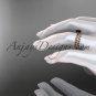 14k rose gold diamond wedding ring, engagement set with a Black Diamond center stone ADLR34S