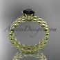 14k yellow gold diamond wedding ring, engagement set with a Black Diamond center stone ADLR34S