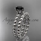 Platinum wedding ring, engagement set with a Black Diamond center stone ADLR34S