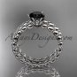Platinum wedding ring, engagement set with a Black Diamond center stone ADLR34S