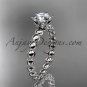Platinum vine and leaf engagement ring with Moissanite center stone ADLR34