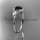 14kt white gold diamond engagement ring with black diamond center stone, ADLR334