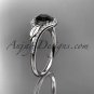 14kt white gold diamond engagement ring with black diamond center stone, ADLR334