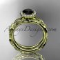 14kt yellow gold engagement set with a black diamond center stone ADLR337A
