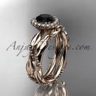 14kt rose gold diamond engagement set with a black diamond center stone ADLR337A