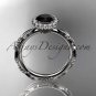 Platinum diamond engagement ring with a black diamond center stone ADLR337