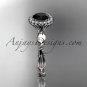 14kt white gold diamond engagement ring with a black diamond center stone ADLR337