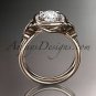 14kt rose gold diamond unique butterfly engagement ring,wedding ring ADLR330