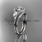 Platinum diamond engagement set, white sapphire center stone ADLR334
