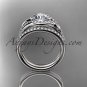 Platinum diamond engagement set, white sapphire center stone ADLR334