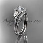 Platinum diamond engagement set, white sapphire center stone ADLR334