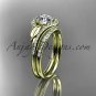 14kt yellow gold diamond leaf wedding set, engagement set ADLR334