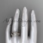 14kt rose gold diamond leaf wedding set, engagement set ADLR334