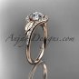 14kt rose gold diamond leaf wedding ring, engagement ring ADLR334