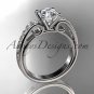 14kt white gold diamond unique engagement ring,edding ring with moissanite center stone ADER142w