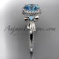 14kt white gold diamond unique engagement ring,wedding ring ADER157 with blue topaz center stone