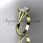 14kt yellow gold diamond unique engagement ring,wedding ring,with moissanite center stone ADER143