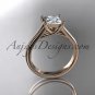 14kt rose gold diamond unique engagement ring,wedding ring, with moissanite center stone ADER143