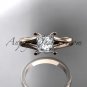 14kt rose gold diamond unique engagement ring,wedding ring, with moissanite center stone ADER143