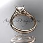 14kt rose gold diamond unique engagement ring,wedding ring, with moissanite center stone ADER143