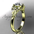 14kt yellow gold diamond unique engagement ring,wedding ring with moissanite center stone ADER154