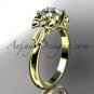 14kt yellow gold diamond unique engagement ring,wedding ring with moissanite center stone ADER154