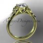 14kt yellow gold diamond unique engagement ring,wedding ring with moissanite center stone ADER154