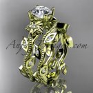 14k yellow gold diamond leaf and vine wedding ring,engagement ring,engagement setADLR151